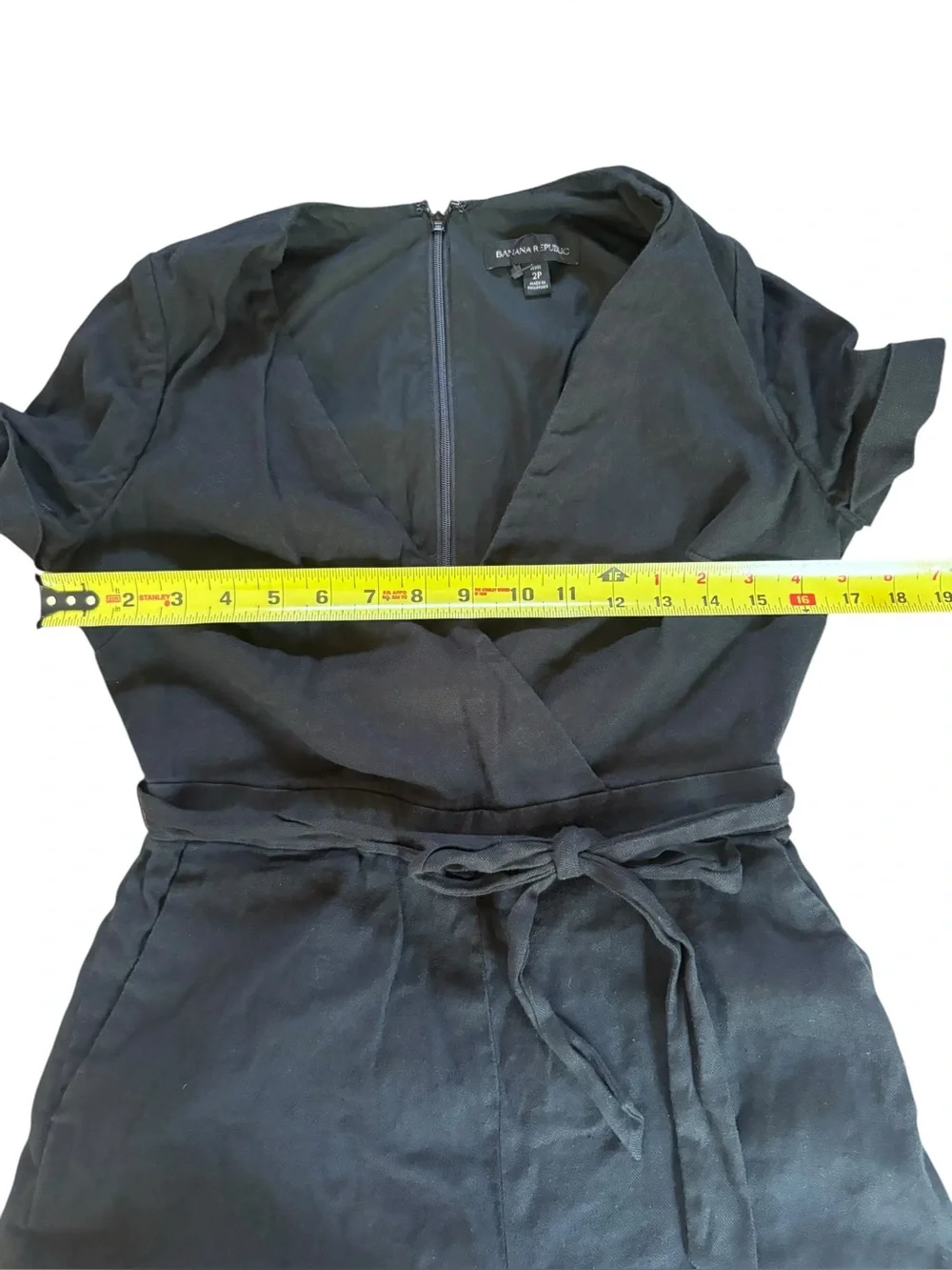 Banana Republic Black Linen Cotton Blend Romper Womens Size 2 Petite